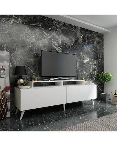 TV üçün tumba Ev Plus 12115855, LDSP, ağ, 180x35x56 sm