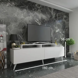 Тумба под ТВ Ev Plus 12115855, ЛДСП, белый, 180x35x56 см