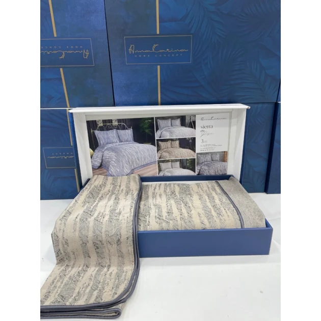 Набор MiraNova Larin SF-683, шенилл, двуспальный, желтый, покрывало 240х260 см, наволочки 50х70 см/2 шт