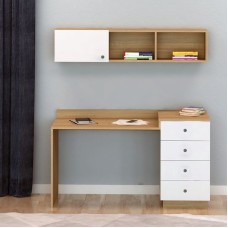 Yazı masası, LDSP, ağ, 133x61x78 sm, rəflərlə - ZARR015