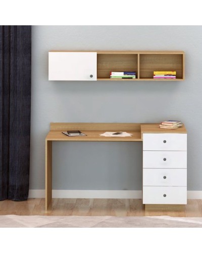 Yazı masası, LDSP, ağ, 133x61x78 sm, rəflərlə - ZARR015
