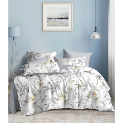 Комплект постельного белья MiraNova SF-747, пододеяльник 200x220 см, простыня 250x250 см, наволочка 50x70 см, двуспальный, хлопок, белый/серый