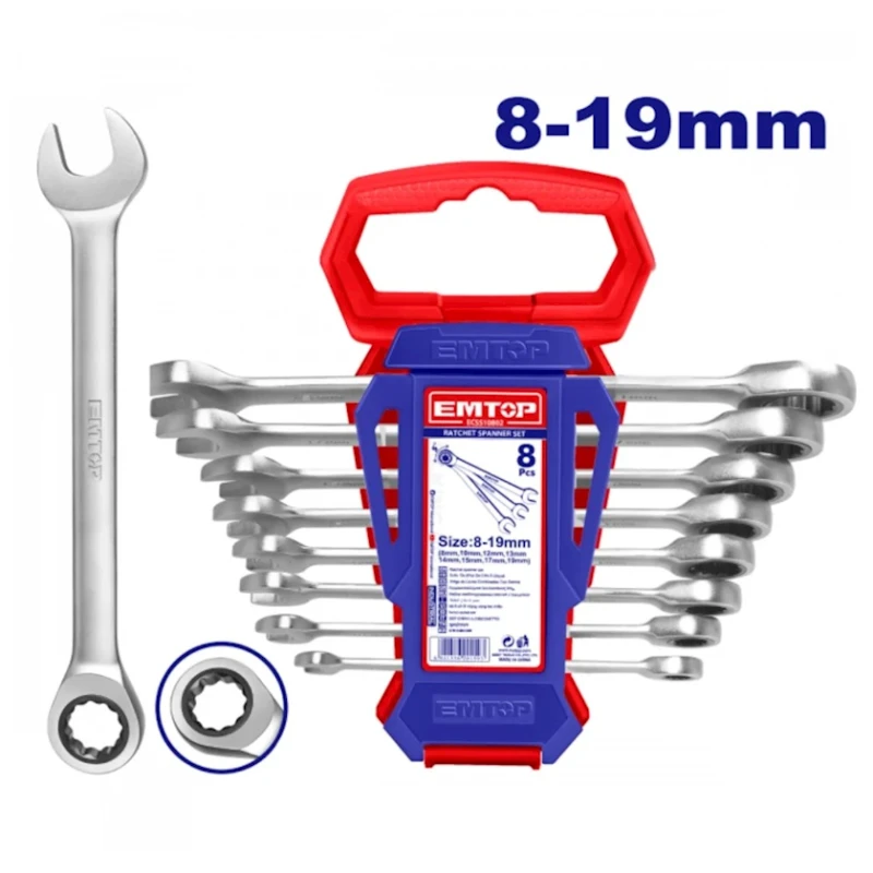 Набор ключей Emtop ECSS10803, серебристый Набор ключей Emtop ECSS10803, серебристый