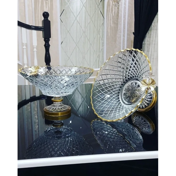 Фруктовница Gallery Home GLR-051, прозрачная/золотистая, 29 см, 1 шт