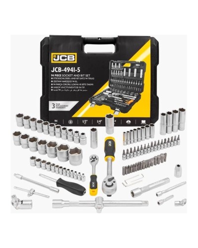 Alətlər dəsti JCB JCB-4941-5, 94 hissə, 1/4'', 1/2'' (6k, 4-32mm)