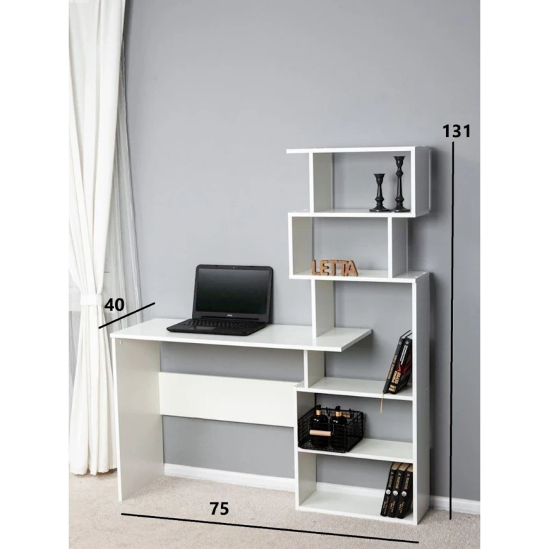 Компьютерный стол Letta ЛДСП, белый, 75х40х131 см Компьютерный стол Letta ЛДСП, белый, 75х40х131 см