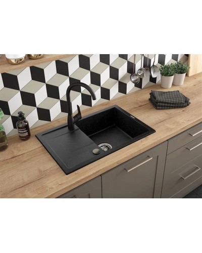 Mətbəx çanağı Deante Corio ZRCB2113, qranit, qara, 44x67 sm