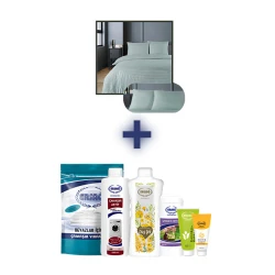 Комплект постельного белья Ersag пододеяльник 200х220 см, простыня 240х260 см, наволочки 2 шт x 50х70 см, хлопок, зеленый + Подарки