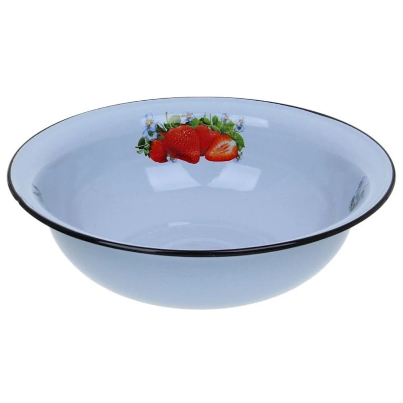 Таз эмалированный СтальЭмаль Клубника С3024.*59, белый, 12л Таз эмалированный СтальЭмаль Клубника С3024.*59, белый, 12л