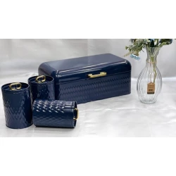 Хлебница с набором емкостей Bread SHA-00004754, металл, синяя, 4 предмета Хлебница с набором емкостей Bread SHA-00004754, металл, синяя, 4 предмета