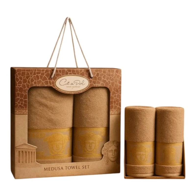 Банный набор (2 банных полотенца 70х140 см), 100% хлопок, бежевый, с узором, в коробке (p-75196171) Банный набор (2 банных полотенца 70х140 см), 100% хлопок, бежевый, с узором, в коробке (p-75196171)