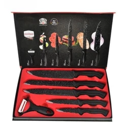 Mətbəx bıçağı dəsti YB-YDCS040, paslanmayan polad/plastik, qara, 6 ədəd