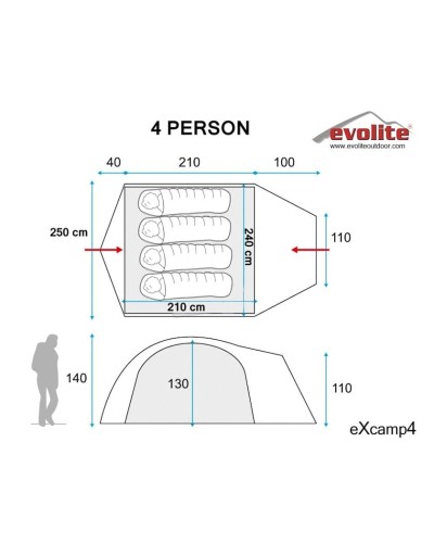 Çadır Evolite Excamp 4Pro, qara