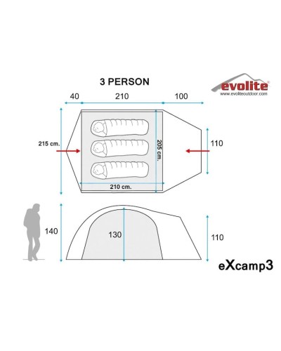 Çadır Evolite Excamp 4Pro, qara