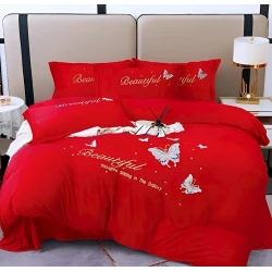 Комплект постельного белья Sahara SHA-00001433, пододеяльник 200x230 см, простыня 245x250 см, наволочка 50х70 см, евро, велюр, красный