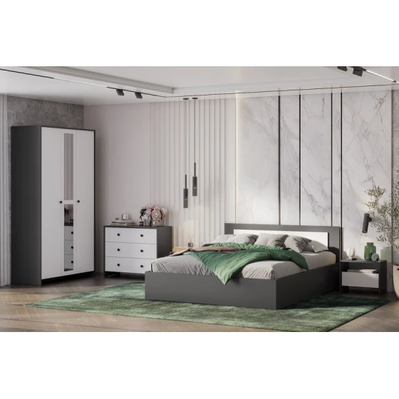 İki nəfərlik çarpayı Art_ikili_yataq 84, laminat/parça, boz, 120x160х200 sm