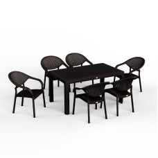 Bağ üçün mebel dəsti Florya Garden Antrasit, masa ölçüsü 90x150 sm, stul ölçüsü 45x58x56x84 sm - Florya Garden 020