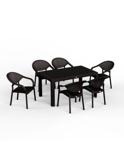 Bağ üçün mebel dəsti Florya Garden Antrasit, masa ölçüsü 90x150 sm, stul ölçüsü 45x58x56x84 sm - Florya Garden 020