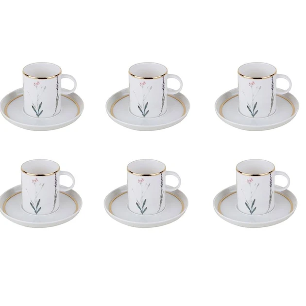 Набор кофейный Porland Botanical 04ALM005547, 85 мл, 12 предметов, белый Набор кофейный Porland Botanical 04ALM005547, 85 мл, 12 предметов, белый