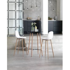 Bar taburesi JYSK Jonstrup, 2 ədəd, 43x106x44 sm, metal/faner/süni dəri, ağ/qəhvəyi