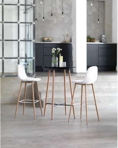 Bar taburesi JYSK Jonstrup, 2 ədəd, 43x106x44 sm, metal/faner/süni dəri, ağ/qəhvəyi