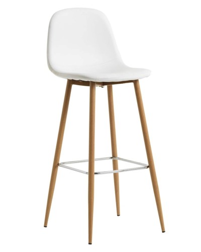 Bar taburesi JYSK Jonstrup, 2 ədəd, 43x106x44 sm, metal/faner/süni dəri, ağ/qəhvəyi