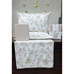 Комплект постельного белья Trend Cotton 00004469, пододеяльник 200x220 см, простыня 240x260 см, 2 наволочки 50x70 см, двуспальный, хлопок, белый/бежевый