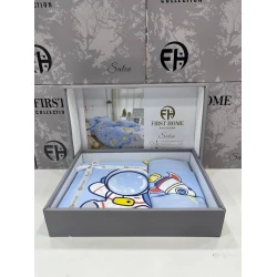 Комплект детского постельного белья First Home SHA-00002576, хлопок, полутораспальный, простыня 160х240 см, пододеяльник 160х220 см, наволочка 50х70 см, 1 шт, разноцветный Комплект детского постельного белья First Home SHA-00002576, хлопок, полутораспальный, простыня 160х240 см, пододеяльник 160х220 см, наволочка 50х70 см, 1 шт, разноцветный