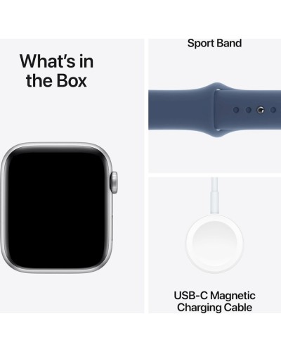 Ağıllı saat Apple Watch SE GPS 44mm Silver Aluminium Case with Denim Sport Band - M/L (Rəsmi zəmanət)
