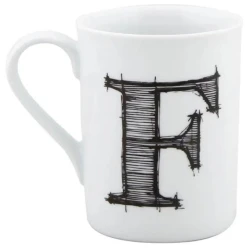 Кружка Porland Letter (F), фарфор, белая, 285 мл