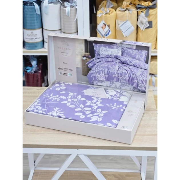 Комплект постельного белья Valeriya SHA-00006262, пододеяльник 200х220 см, простыня 240х260 см, 2 шт наволочки 50х70 см, двуспальный, хлопок, разноцветный