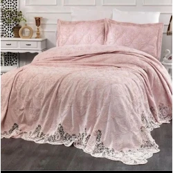 Комплект покрывала и наволочки SHA-0000898, 240х260 см, велюр, pозовый Комплект покрывала и наволочки SHA-0000898, 240х260 см, велюр, pозовый