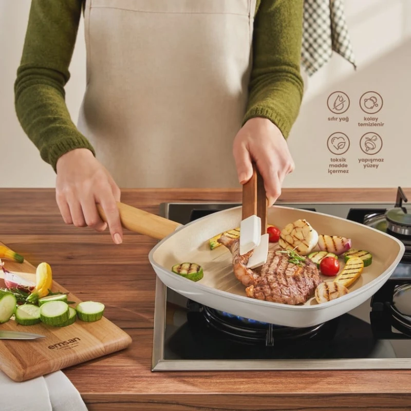 Сковородка Emsan Swiss Crystal, бежевая, 28 см