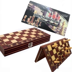 Шахматы + шашки + нарды (3 в 1) WS0530, дерево/магнит, 30x30 см