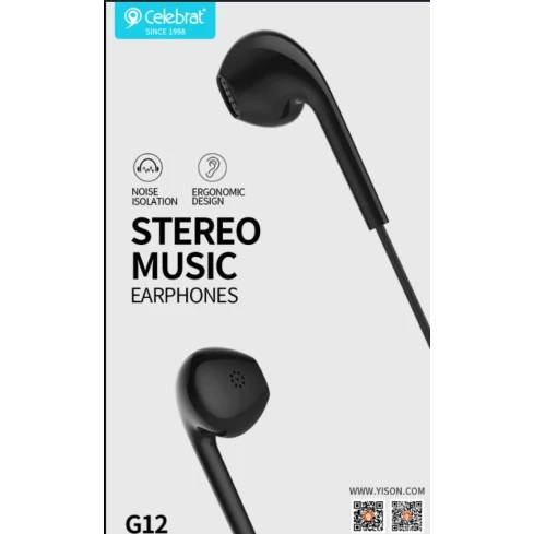 Проводные наушники Celebrat G12 Black Stereo Проводные наушники Celebrat G12 Black Stereo
