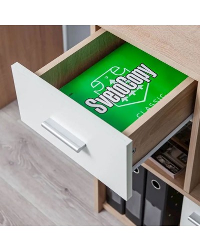 Yazı masası Ultra, LDSP, 75х45х120 sm, siyirmələrlə/rəflərlə, qəhvəyi/ağ