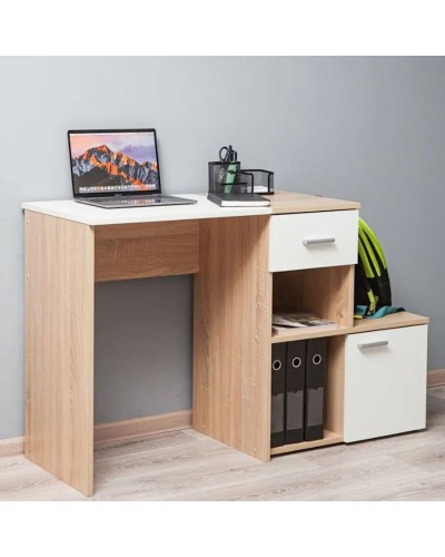 Yazı masası Ultra, LDSP, 75х45х120 sm, siyirmələrlə/rəflərlə, qəhvəyi/ağ