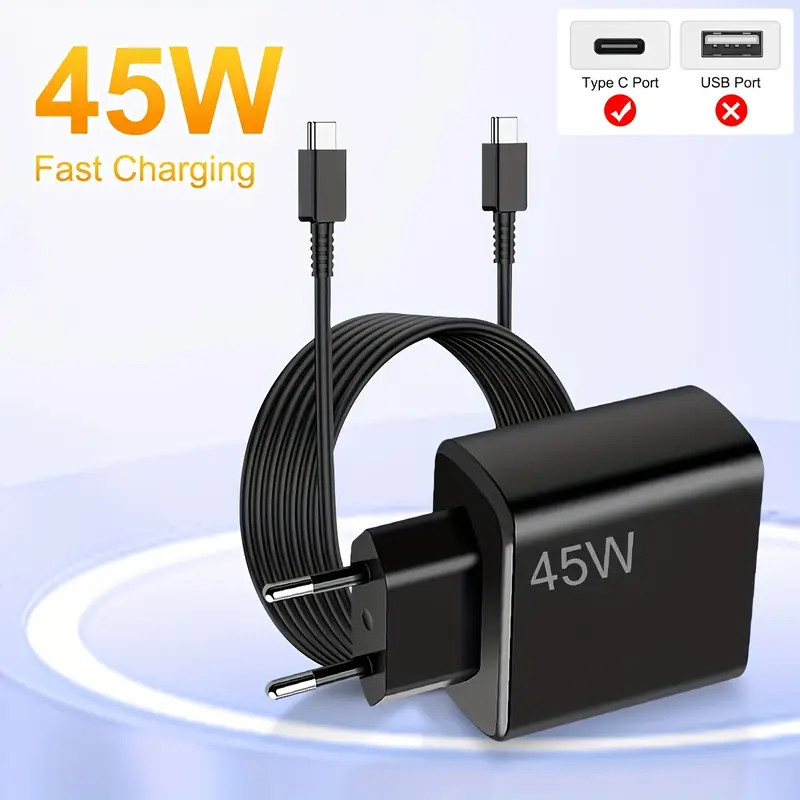 Adapter + kabel Type-C to Type-C Fast Charging Black