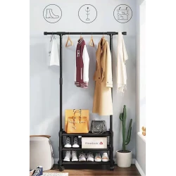 Вешалка с полками MA-GH311, черная, 35x76x190 см Вешалка с полками MA-GH311, черная, 35x76x190 см