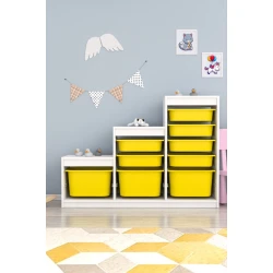 Шкаф для игрушек Pratico I39048, белый/желтый, 29.6x93x132.3 см
