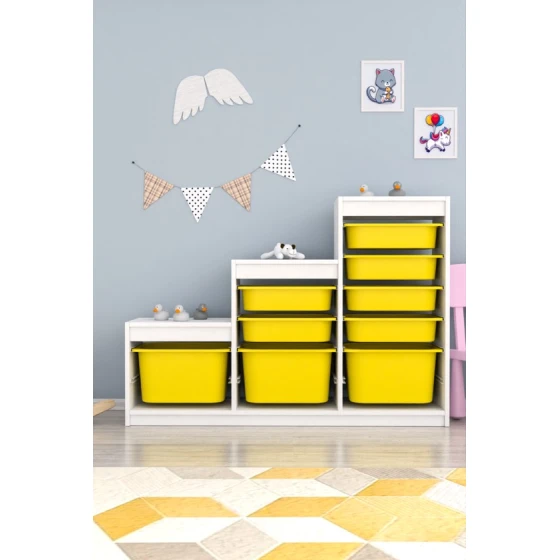 Шкаф для игрушек Pratico I39048, белый/желтый, 29.6x93x132.3 см Шкаф для игрушек Pratico I39048, белый/желтый, 29.6x93x132.3 см