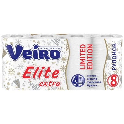 Туалетная бумага Veiro Elite Extra, 4-х слойная, 8 рулонов, белая Туалетная бумага Veiro Elite Extra, 4-х слойная, 8 рулонов, белая