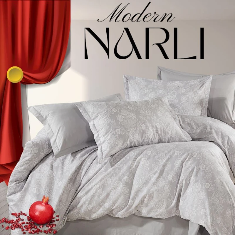 Комплект постельного белья Nar-Lı-001010, простыня 250x250 см, пододеяльник 200x220 см, наволочки 2 шт x 50x70 см, двуспальный, хлопок, серый