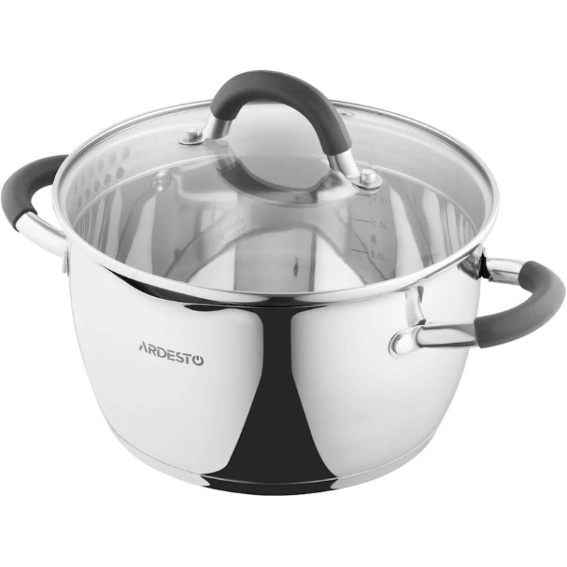 Кастрюля Ardesto Gemini Livorno AR1932GS, 3.2 л, серебристая, с крышкой/сливным носиком Кастрюля Ardesto Gemini Livorno AR1932GS, 3.2 л, серебристая, с крышкой/сливным носиком