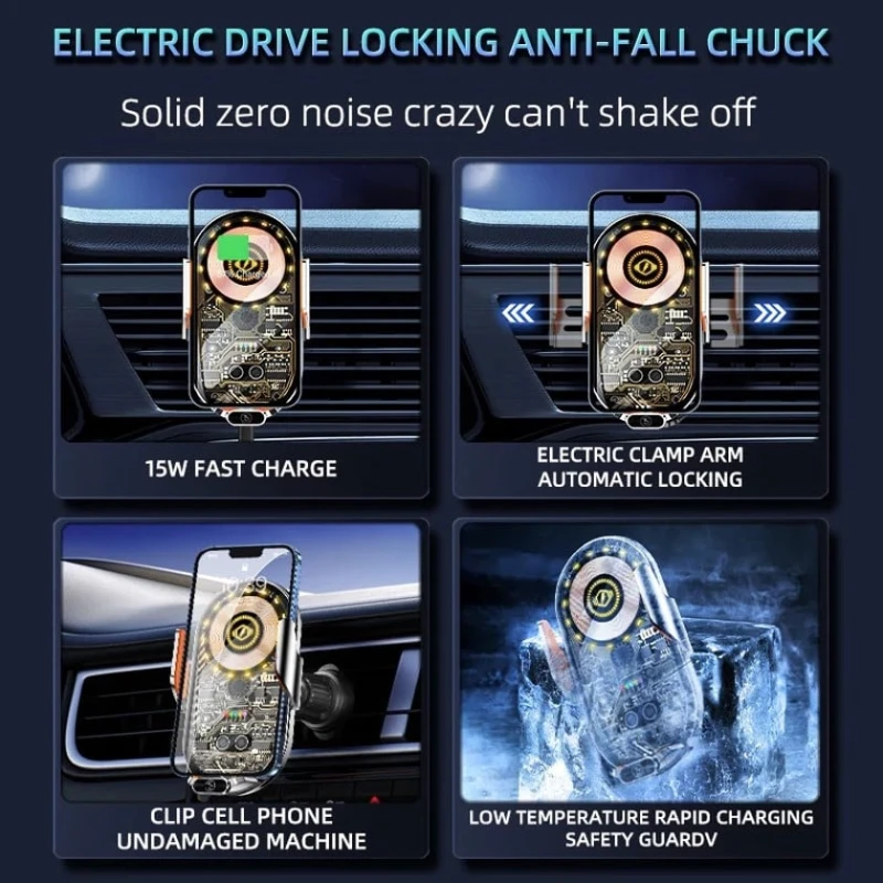 Автомобильный держатель для телефона с беспроводной зарядкой iMODZ C13 Grey Автомобильный держатель для телефона с беспроводной зарядкой iMODZ C13 Grey