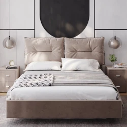 Полутороспальная кровать Art_ikili_yataq 42, ламинат, коричневая, 200x160x120 см