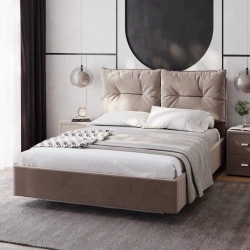 Полутороспальная кровать Art_ikili_yataq 42, ламинат, коричневая, 200x160x120 см