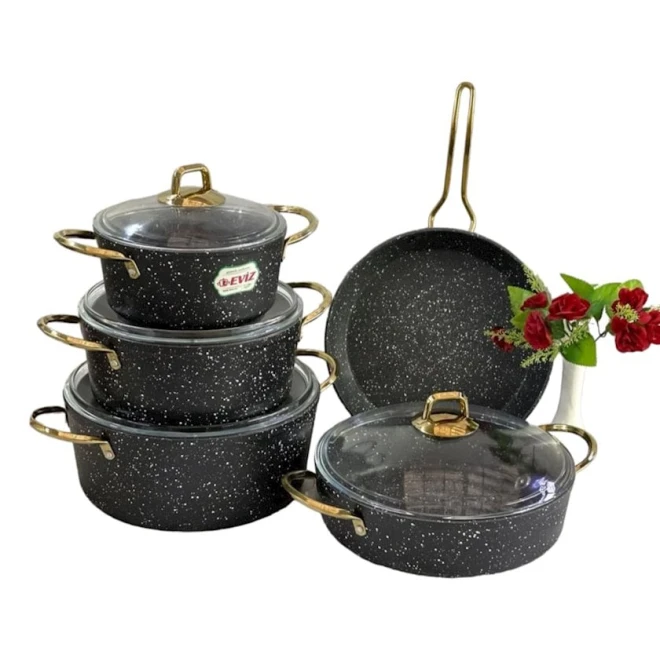 Набор кастрюль Eviz 28/28/20/24/28 см, грант, черный