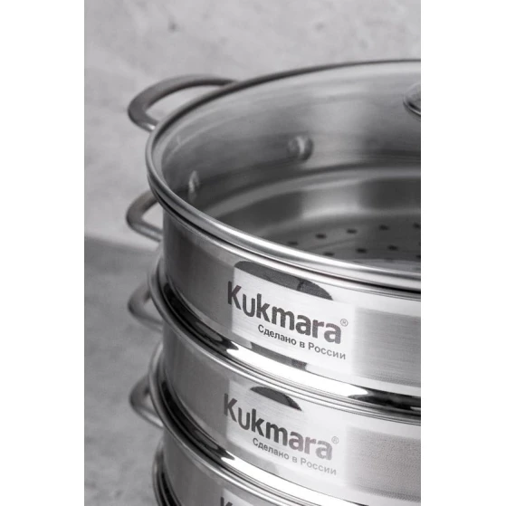 Мантоварка Kukmara stm502803sbg, нержавеющая сталь, с 3 сетками, серебристая, 5 л Мантоварка Kukmara stm502803sbg, нержавеющая сталь, с 3 сетками, серебристая, 5 л