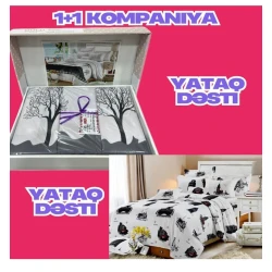 Yataq dəsti Luxe-DD-002, mələfə 200x220 sm, yorğan üzü 200x220 sm, yastıq üzü 50x70 sm 2 əd + mələfə 160x220 sm, yorğan üzü 150x220 sm, yastıq üzü 50x70 sm 2 əd
